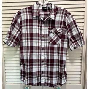 Vans Off The Wall Burg/White Plaid Boy Youth Short Sleeve Button Up Shirt‎  XL